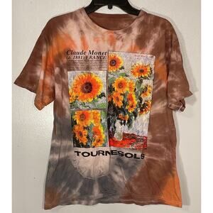 Claude Monet France T-Shirt Tournesols Sunflowers Tie Dye Large
